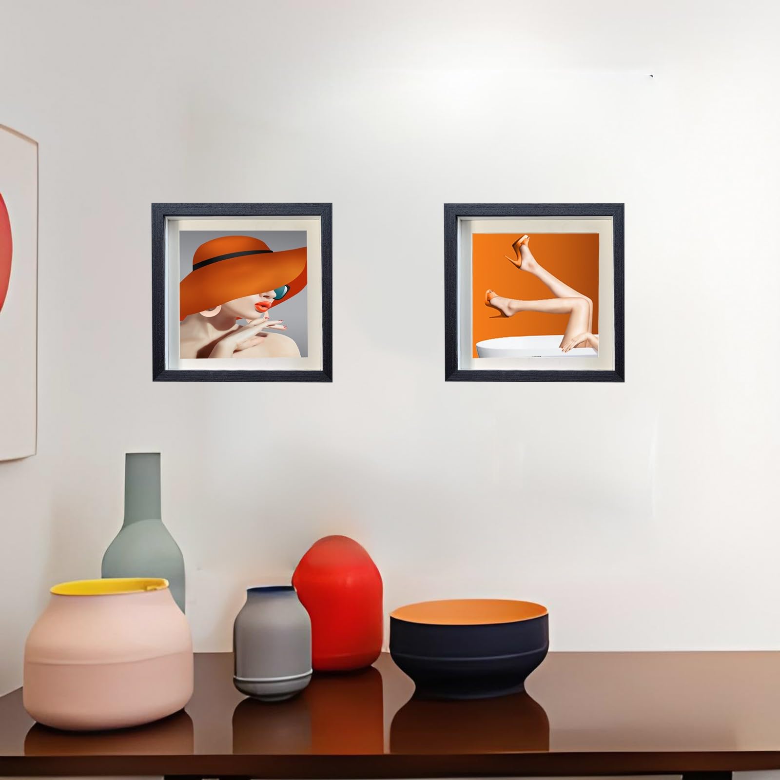 Dohomi 8x8 Shadow Box Frame Black Shadow Box Display Case 3 Pack Wooden Picture Frame Glass Surface Internal Depth 0.6 inch for